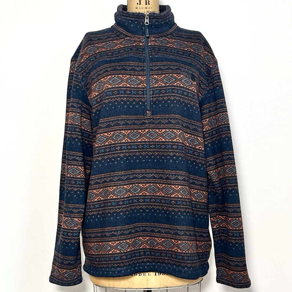 The North Face Men’s XXL Fleece Pullover Sweater 1/4 Zip Fair Isle Aztec